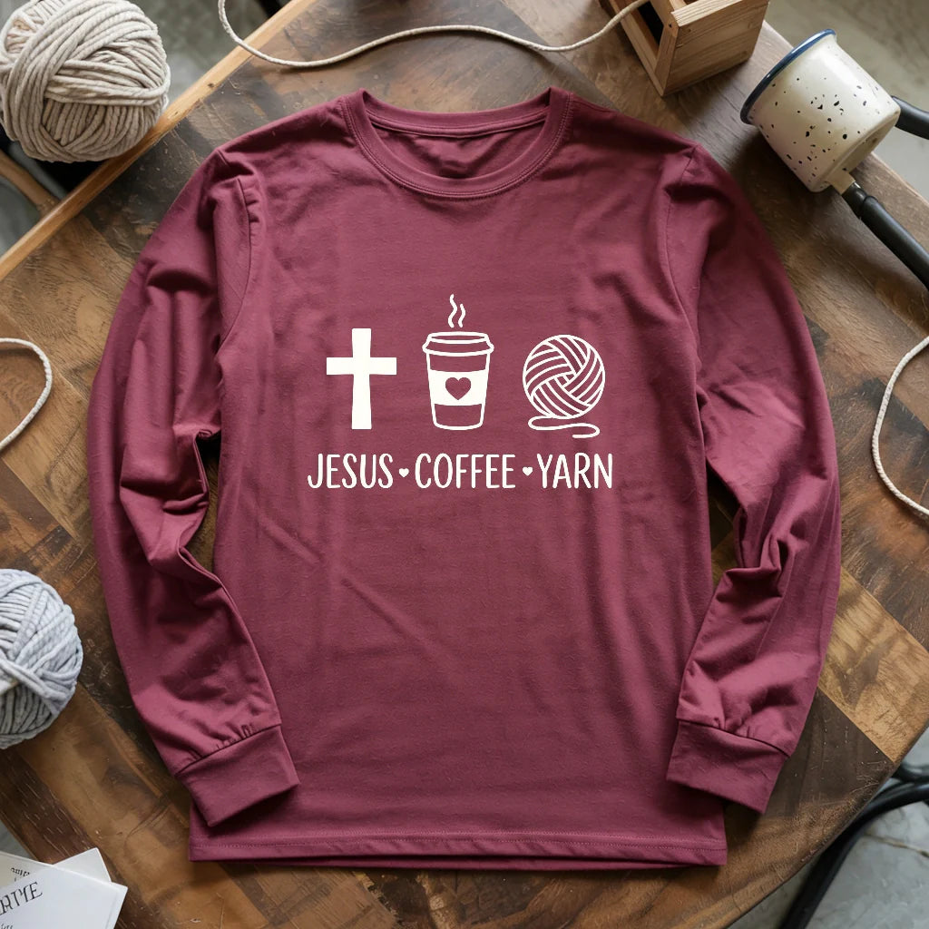 Jesus, Coffee and Yarn Long Sleeve T-shirt