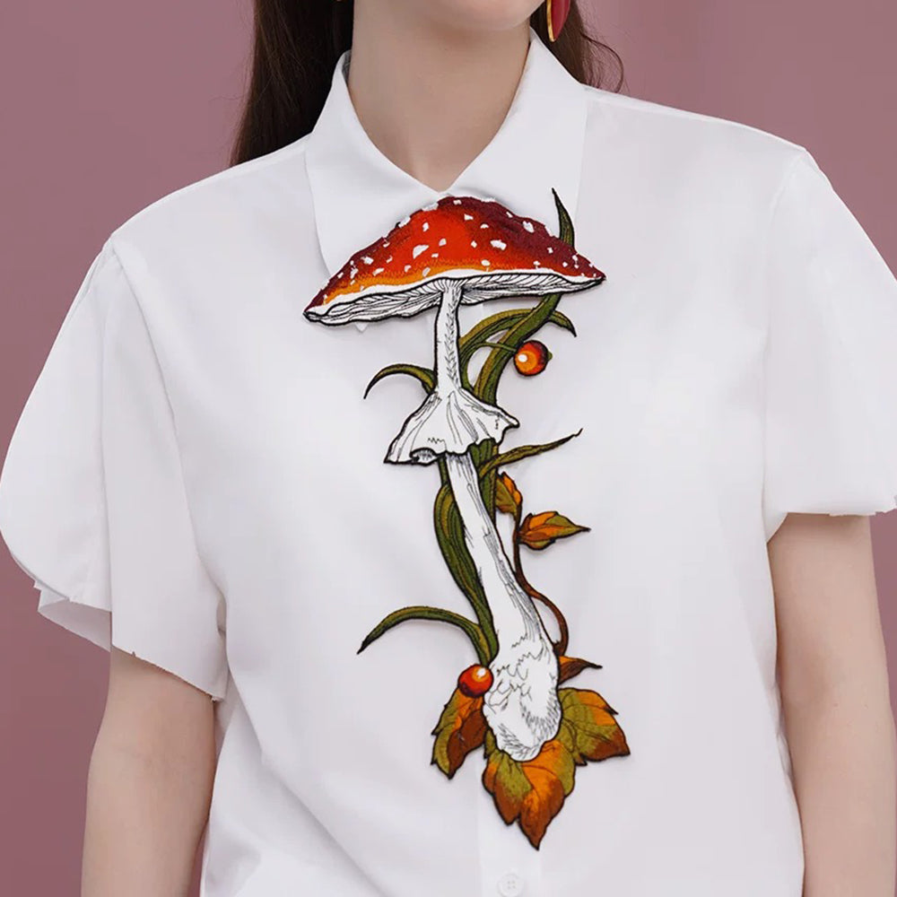 Mushroom Embroidery Necktie