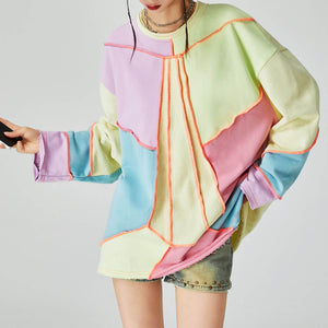 Pastel Patchwork Oversized Sweatshirt