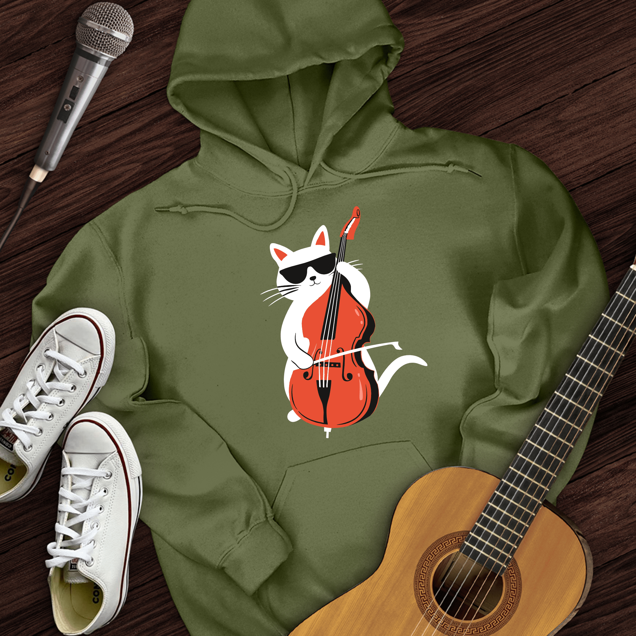 Cat Playing Cello Hoodie