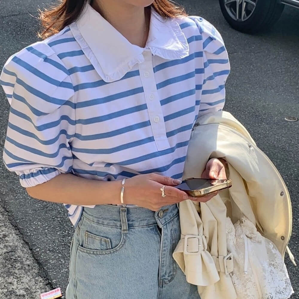 Puff Sleeve Sailor Stripe Tee