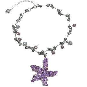 Purple Tropical Flower Choker