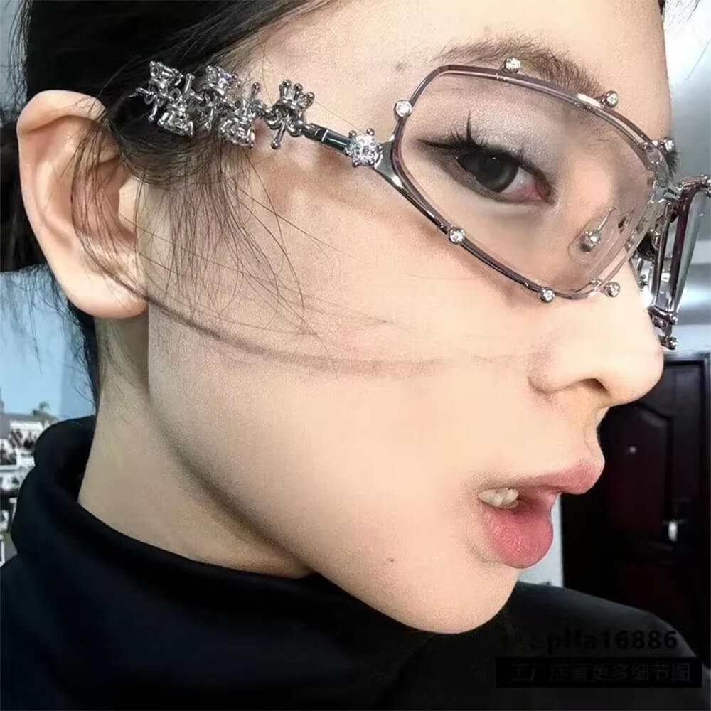 Y2K Rhinestone Rimless Sunglasses