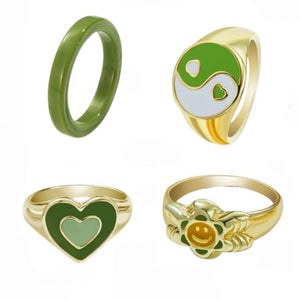 Sage Green Aesthetic Ring Set
