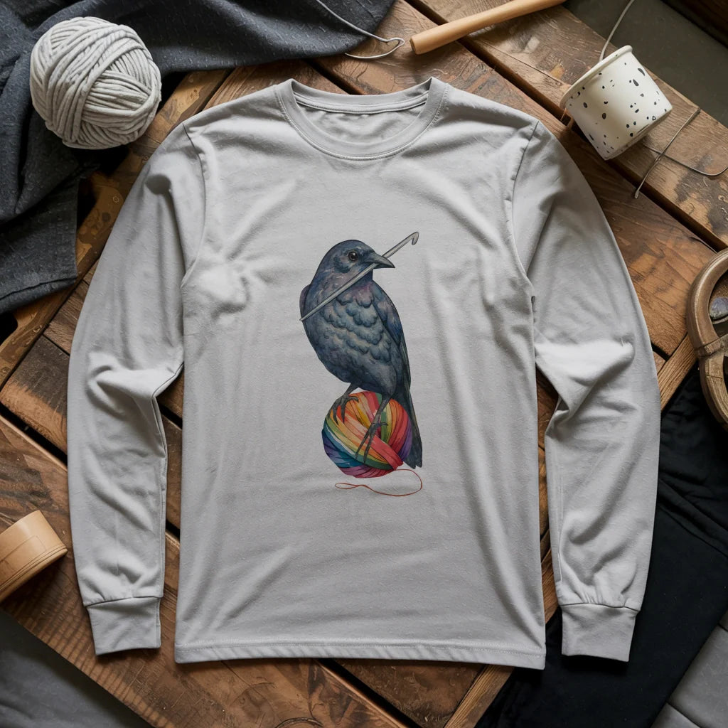 Crochet Crow Long Sleeve T-shirt