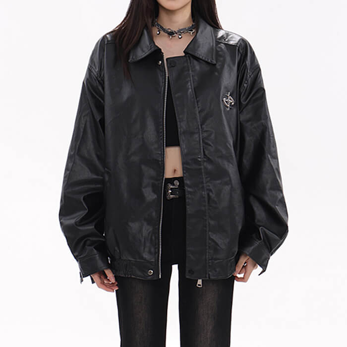 Star Girl Bomber Leather Jacket