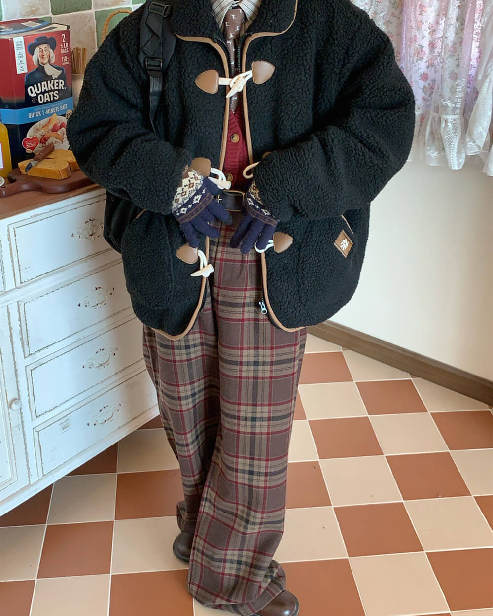 Academia Vintage Plaid Trousers
