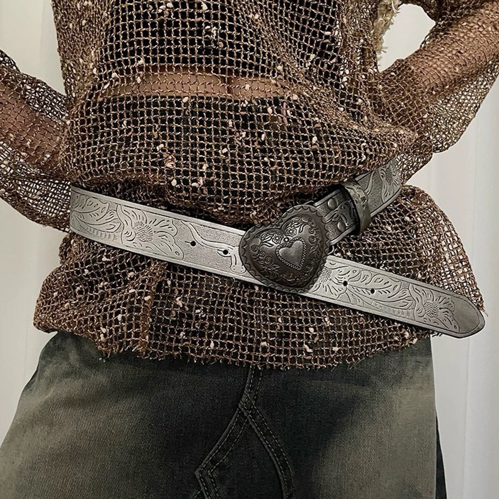 Vintage Aesthetic Heart Buckle Belt