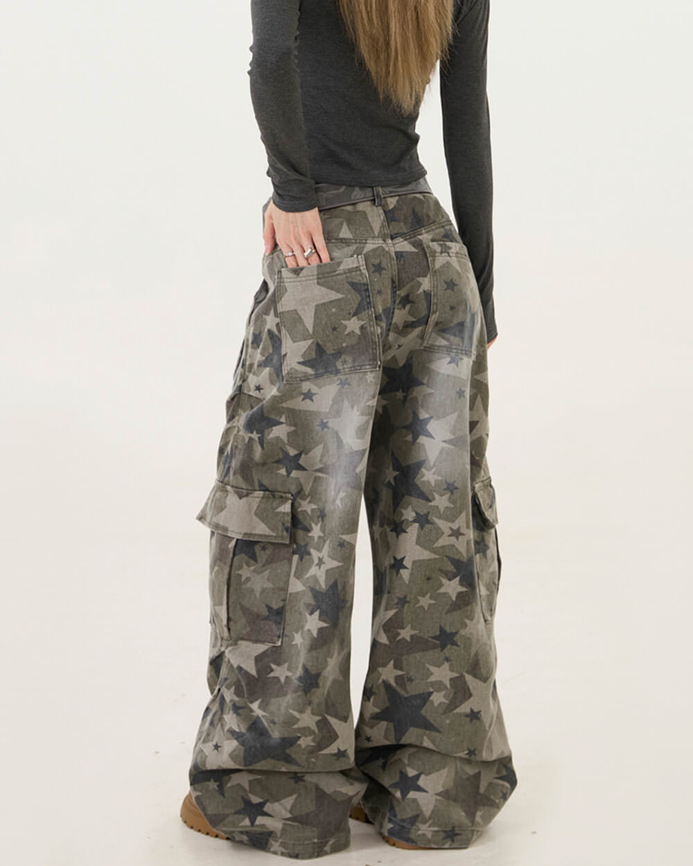 Vintage Style Star Print Jeans
