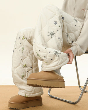 Warm Quilted Snowflake Pants