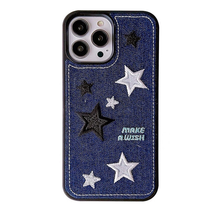 Y2K Aesthetic Denim Star iPhone Case