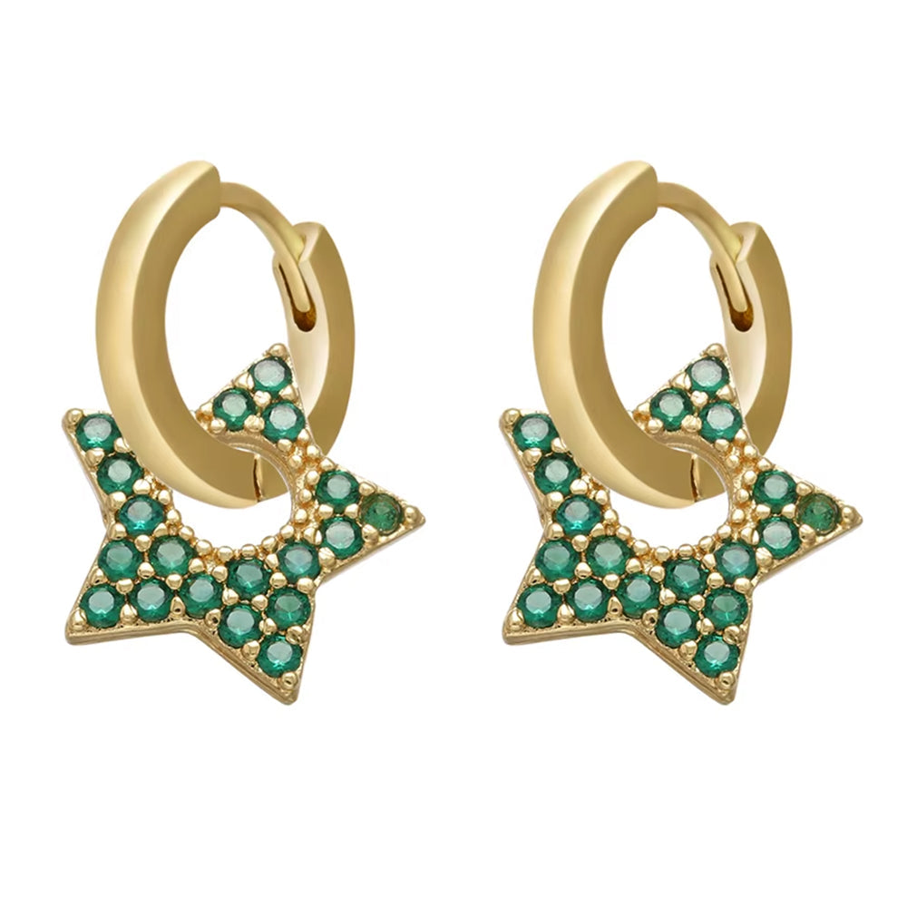 Y2K Star Drop Hoops Earrings