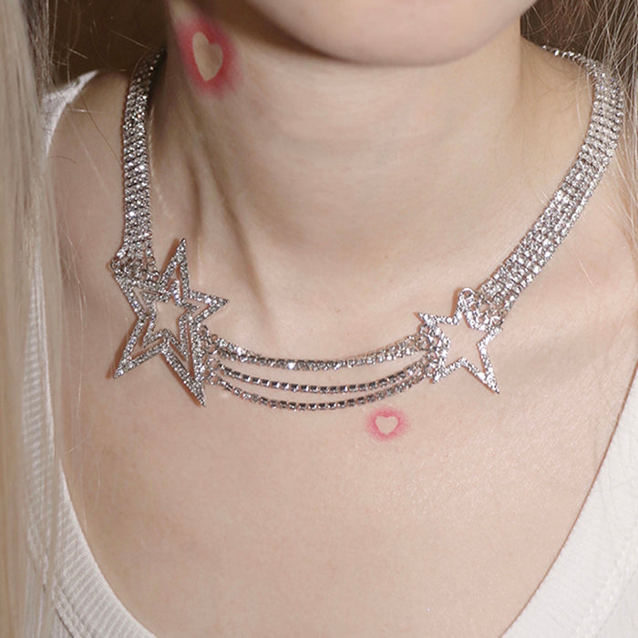 Y2K Style Crystal Star Necklace